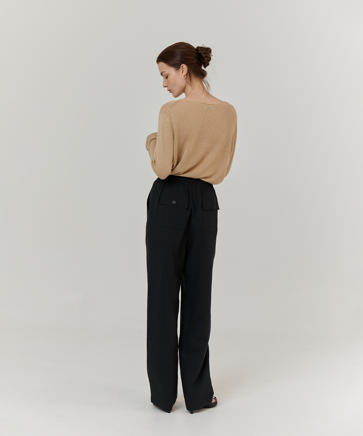 하우스 오브 폰드(HOUSE OF POND) Linen resort pants (Black)