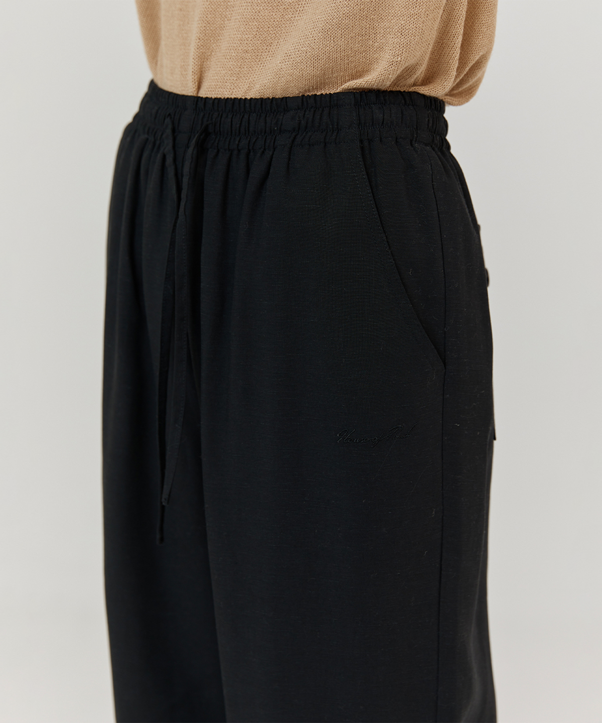 하우스 오브 폰드(HOUSE OF POND) Linen resort pants (Black)