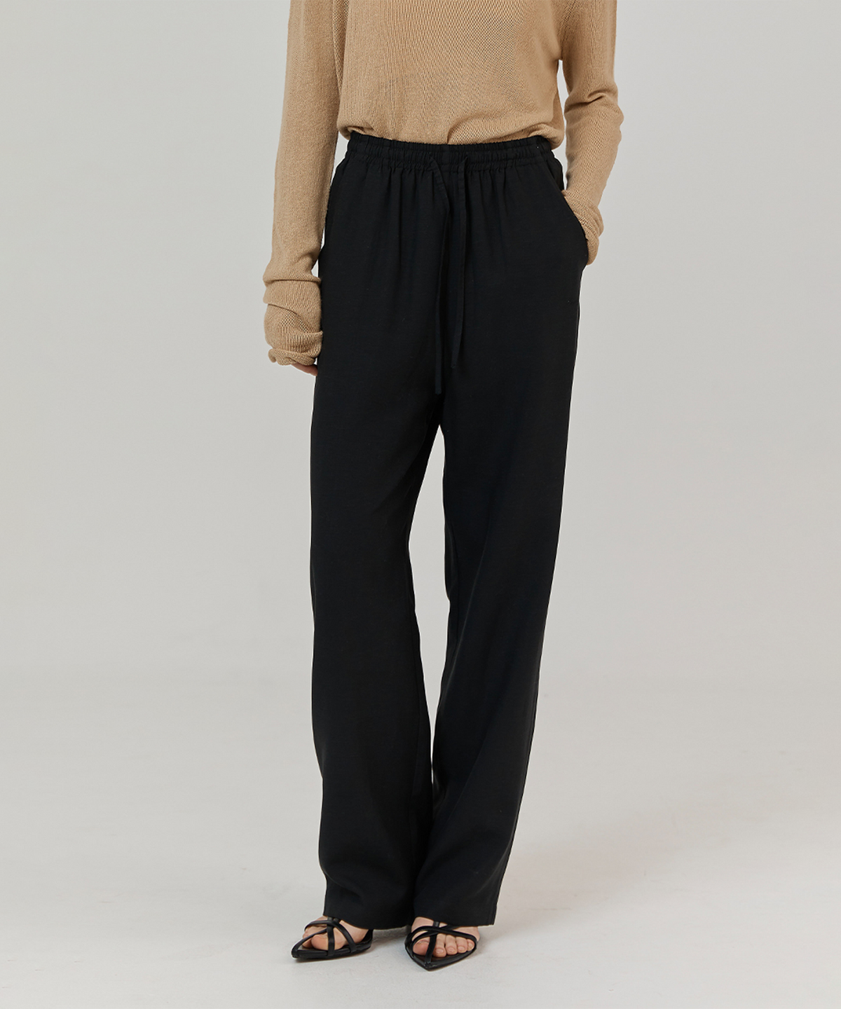 하우스 오브 폰드(HOUSE OF POND) Linen resort pants (Black)