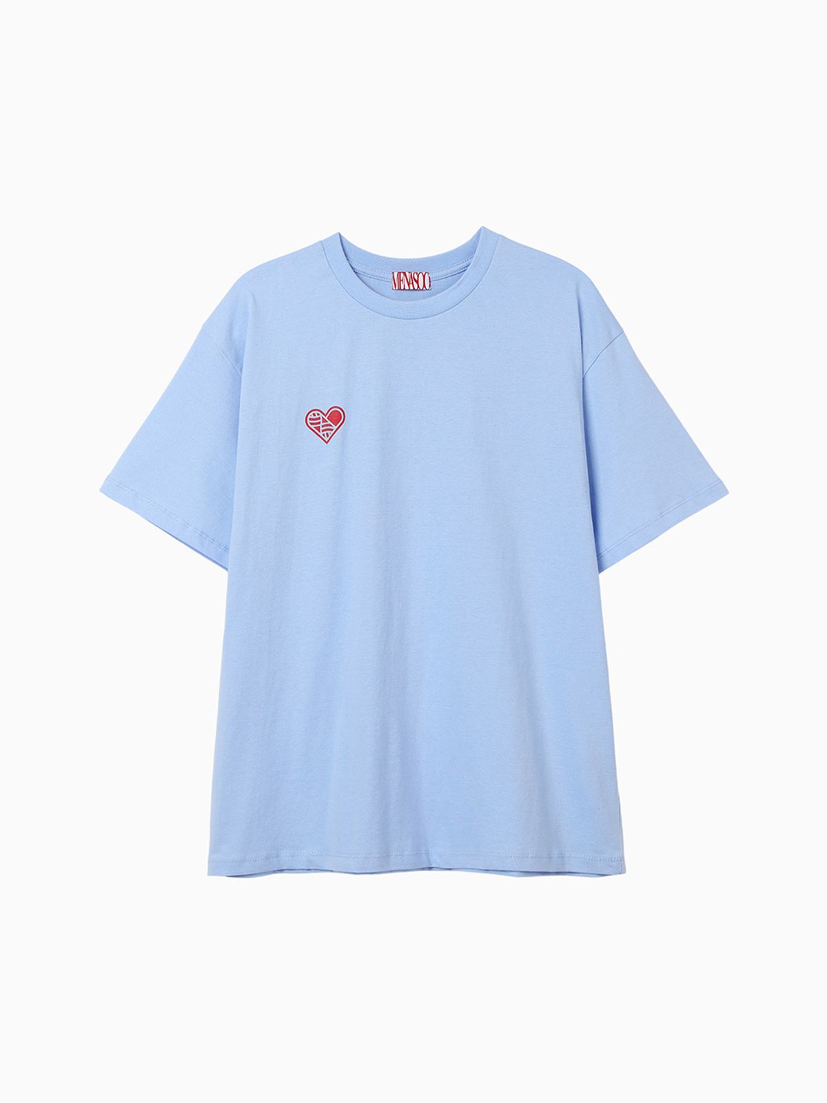 미나수(MENASOO) SMALL HEARTTRACK OVER FIT TEE_SKYBLUE