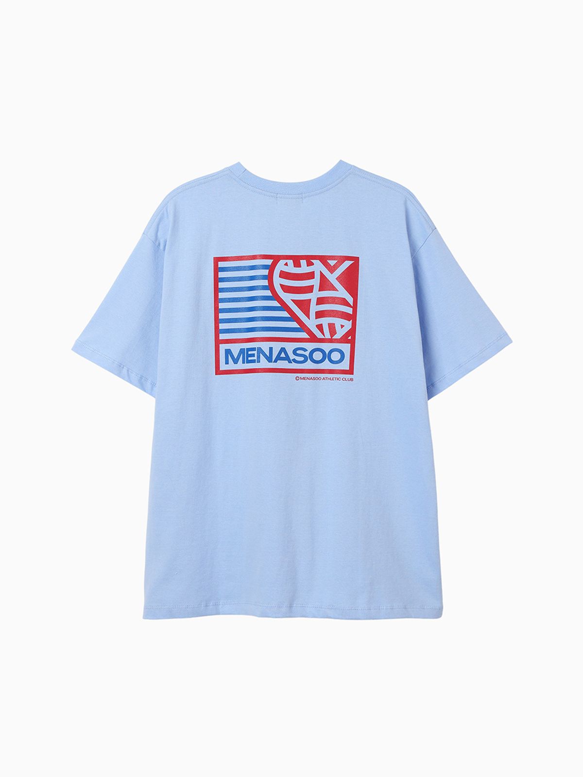 미나수(MENASOO) SMALL HEARTTRACK OVER FIT TEE_SKYBLUE