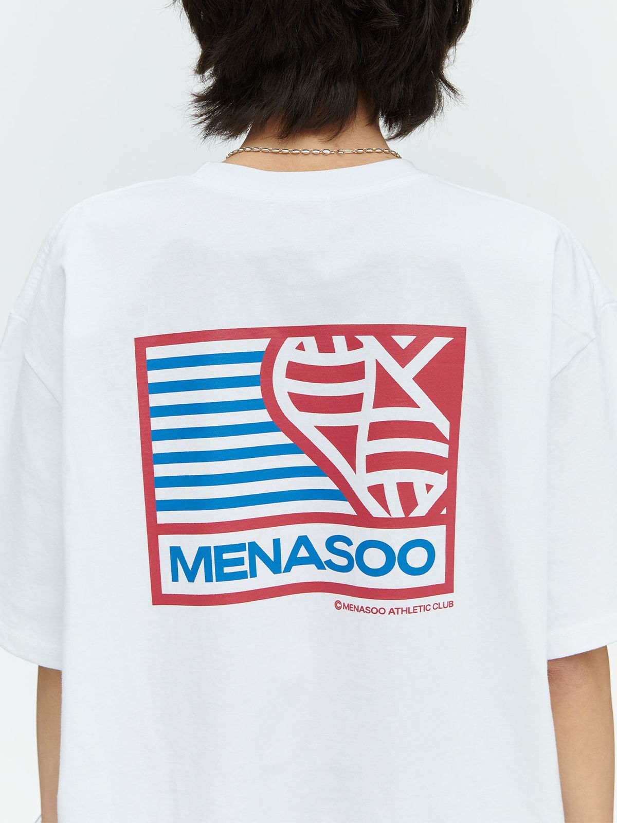 미나수(MENASOO) SMALL HEARTTRACK OVER FIT TEE_SKYBLUE