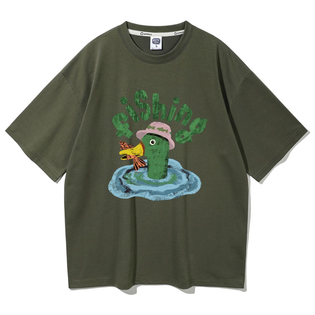 앨빈클로(ALVINCLO) FISHING DUCK 오버핏 반팔티 AST4568 (5 COLOR)
