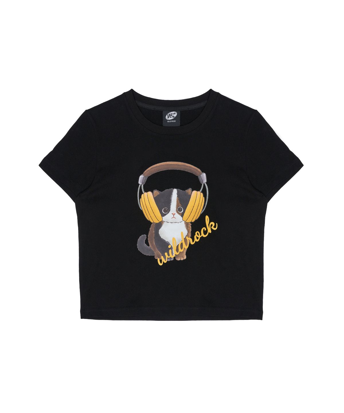 와일드락(WILDROCK) 낭만고양이 냥파 크롭티_블랙