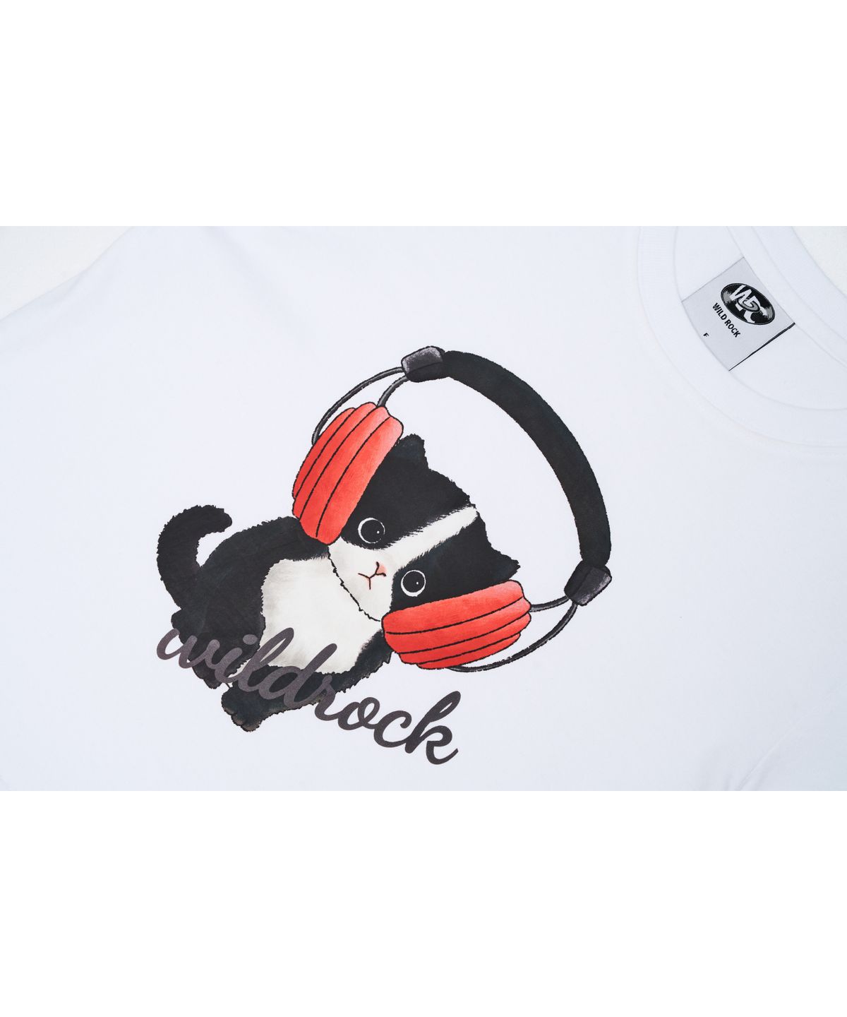 와일드락(WILDROCK) 낭만고양이 냥파 크롭티_화이트