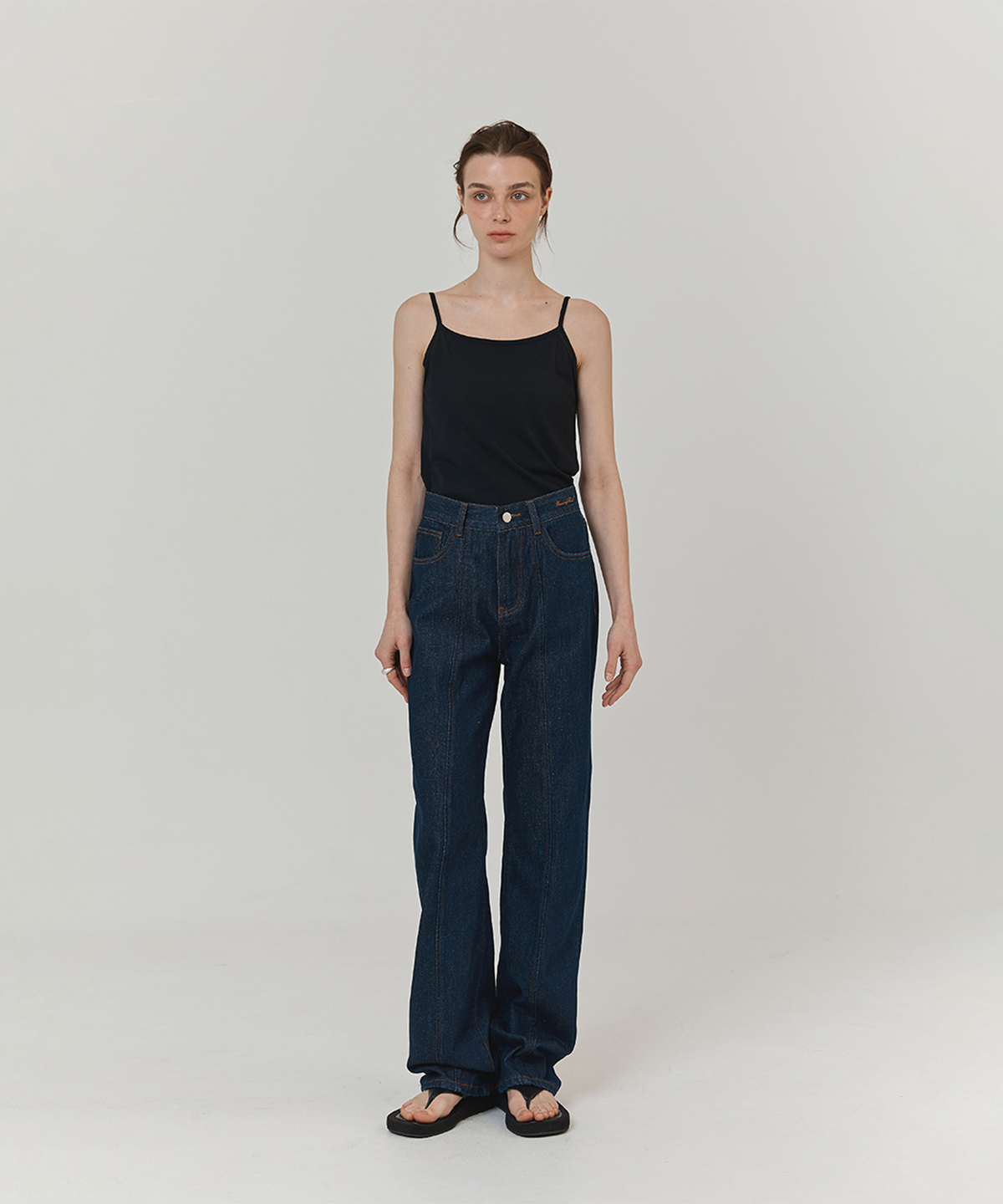 하우스 오브 폰드(HOUSE OF POND) Silky knit slip top (Black)