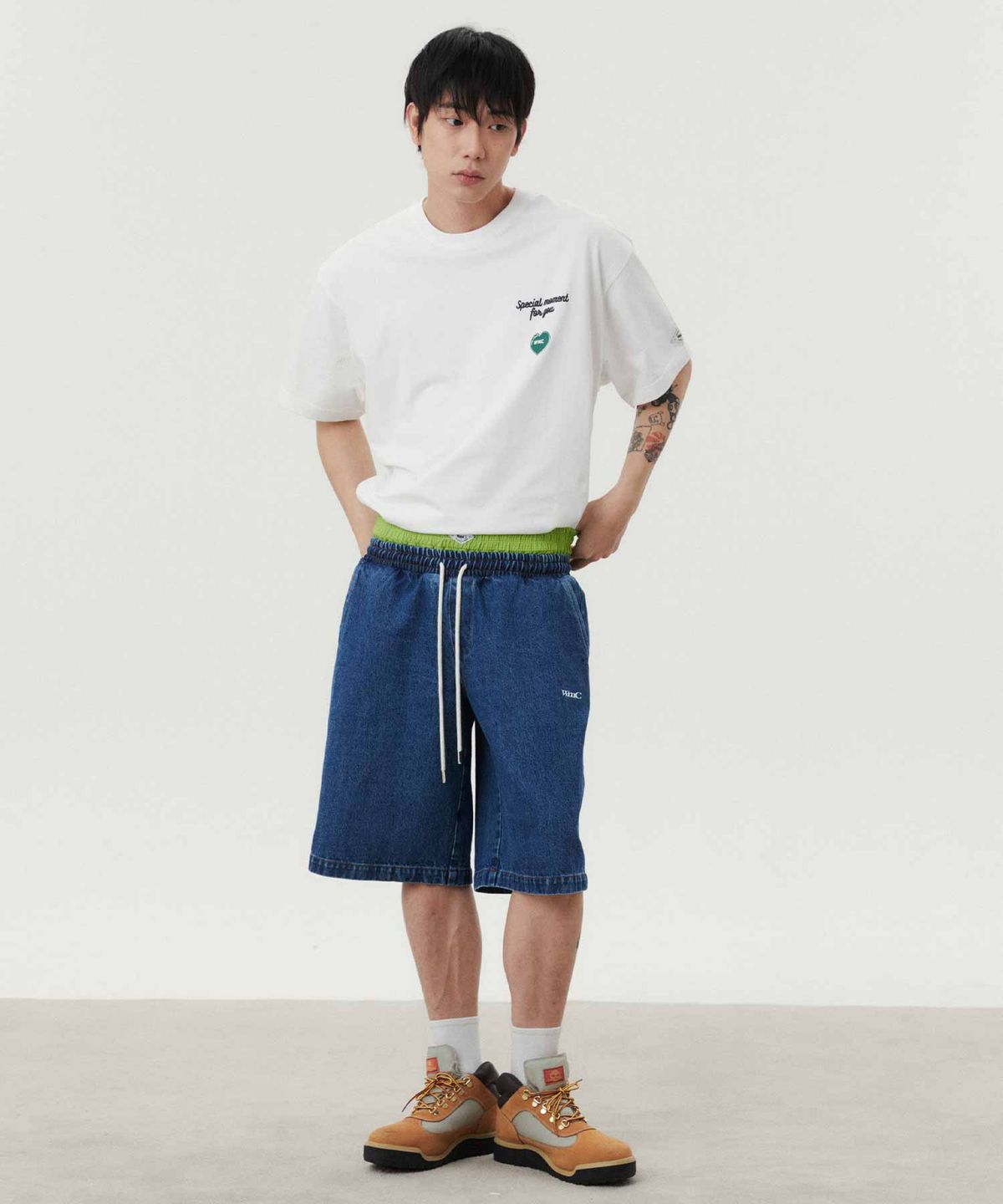 더블유엠씨(WMC) 레이어드 버뮤다 데님_BLUE
