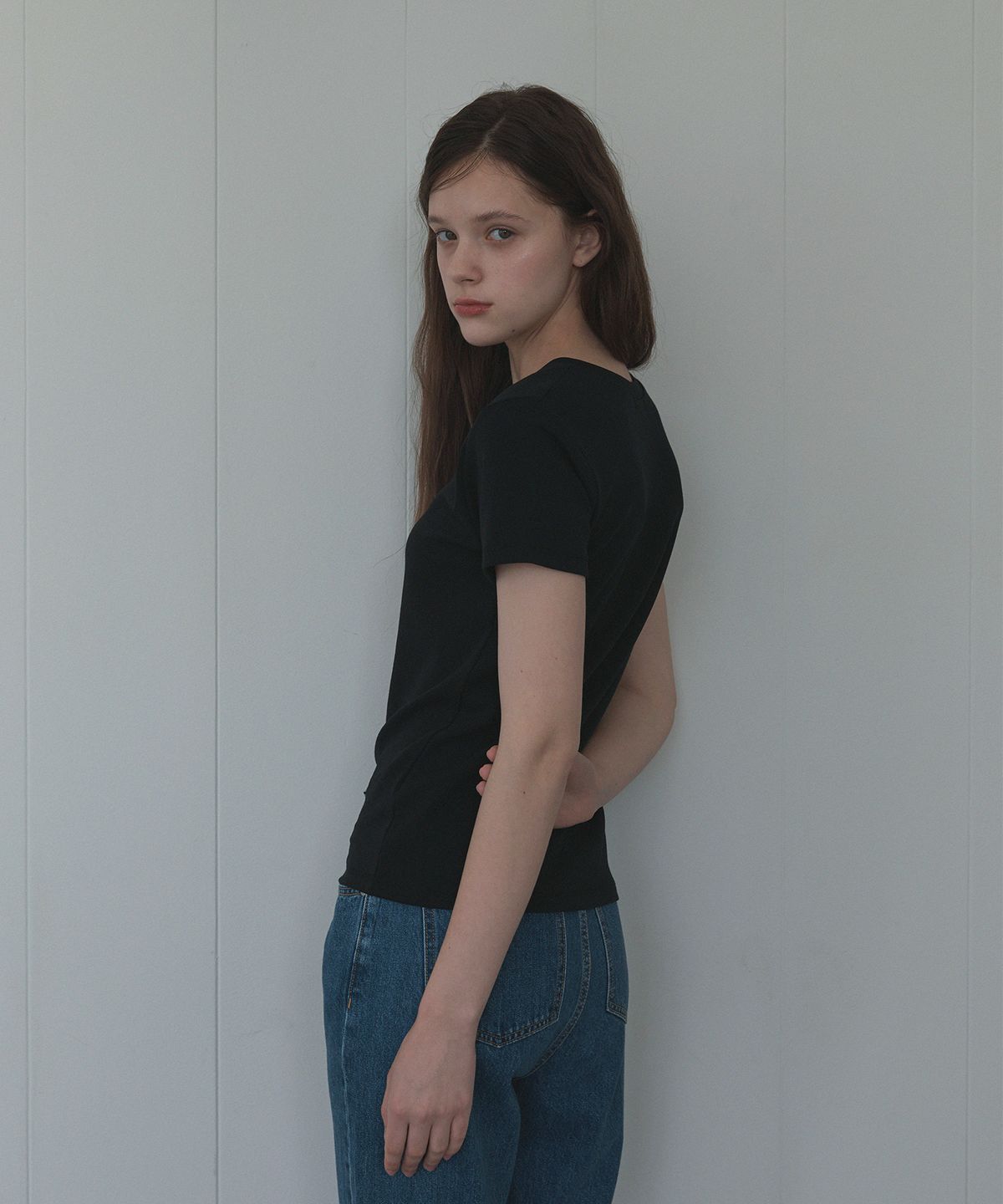 하우스 오브 폰드(HOUSE OF POND) Chilling span t shirt (Black)