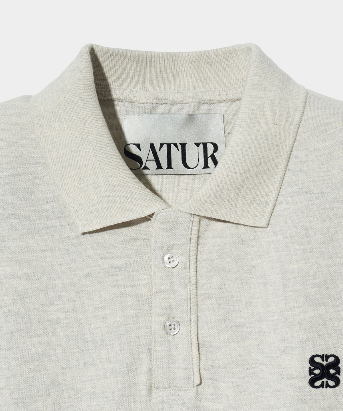 세터(SATUR) 베이직 피케 폴로 반팔 티셔츠 멜란지 아이보리