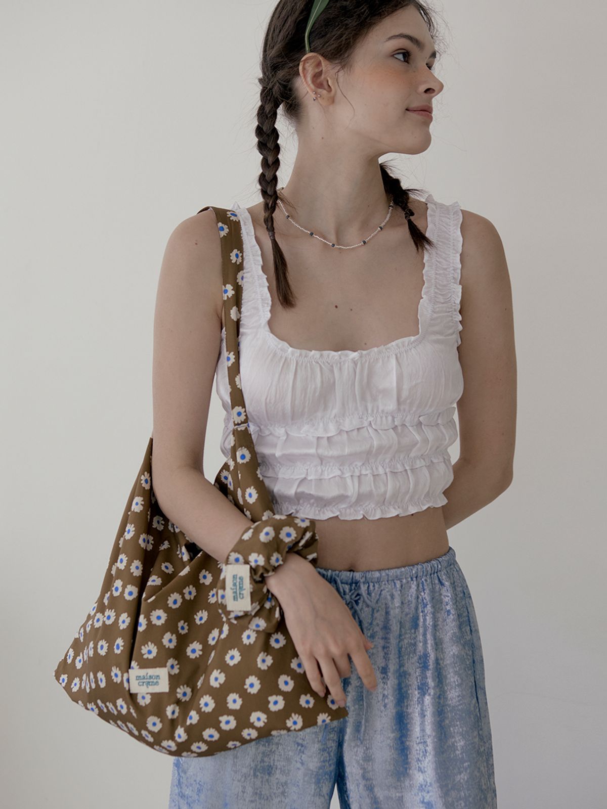메종크렘(MAISON CREME) Floral eco bag _ caramel