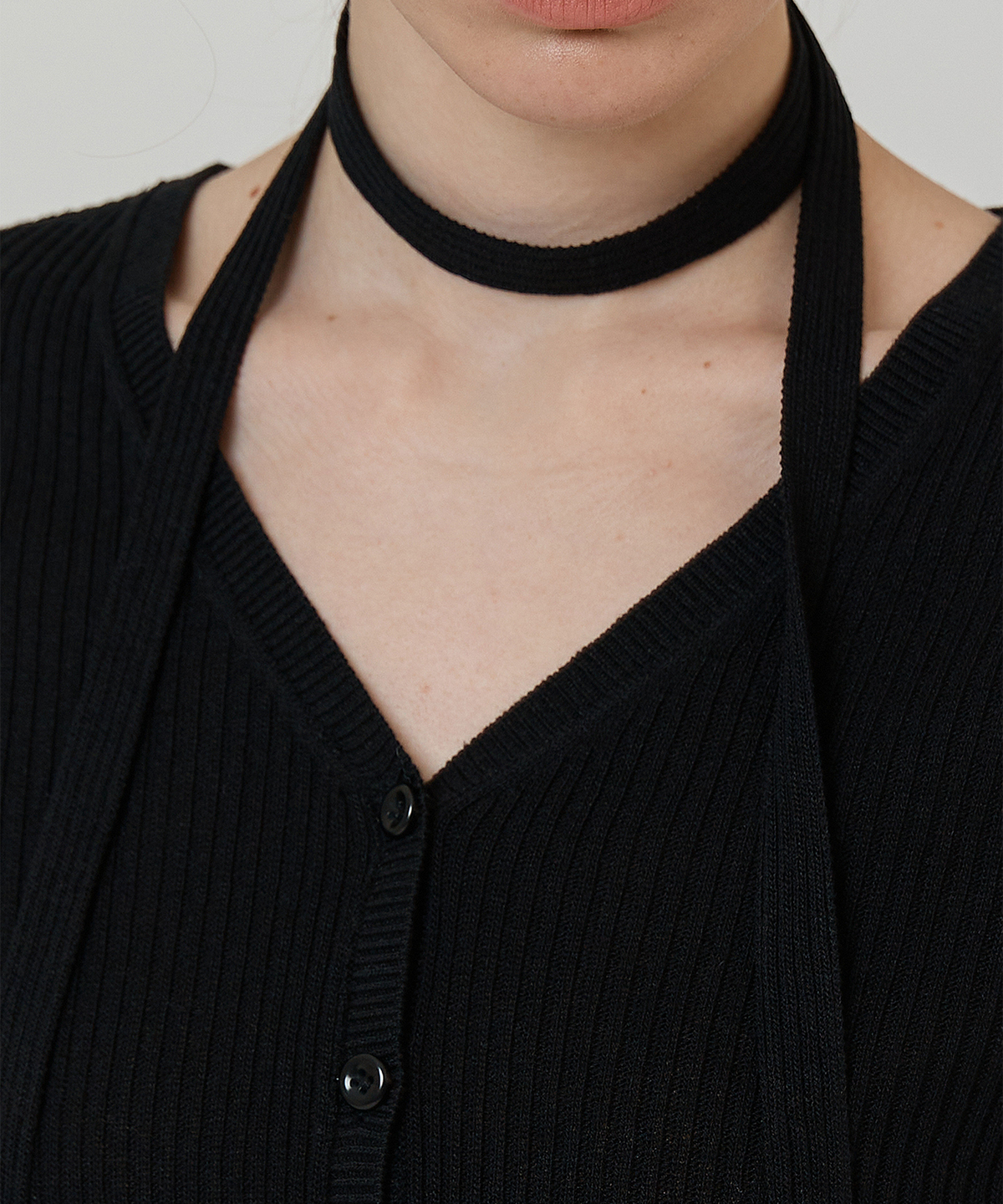 하우스 오브 폰드(HOUSE OF POND) Linen strap cardigan (Black)