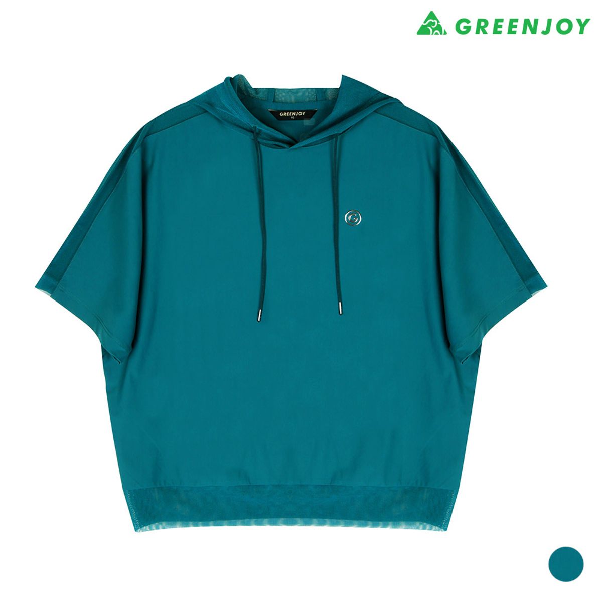 그린조이(GREENJOY) 여성 메쉬배색 후드티셔츠