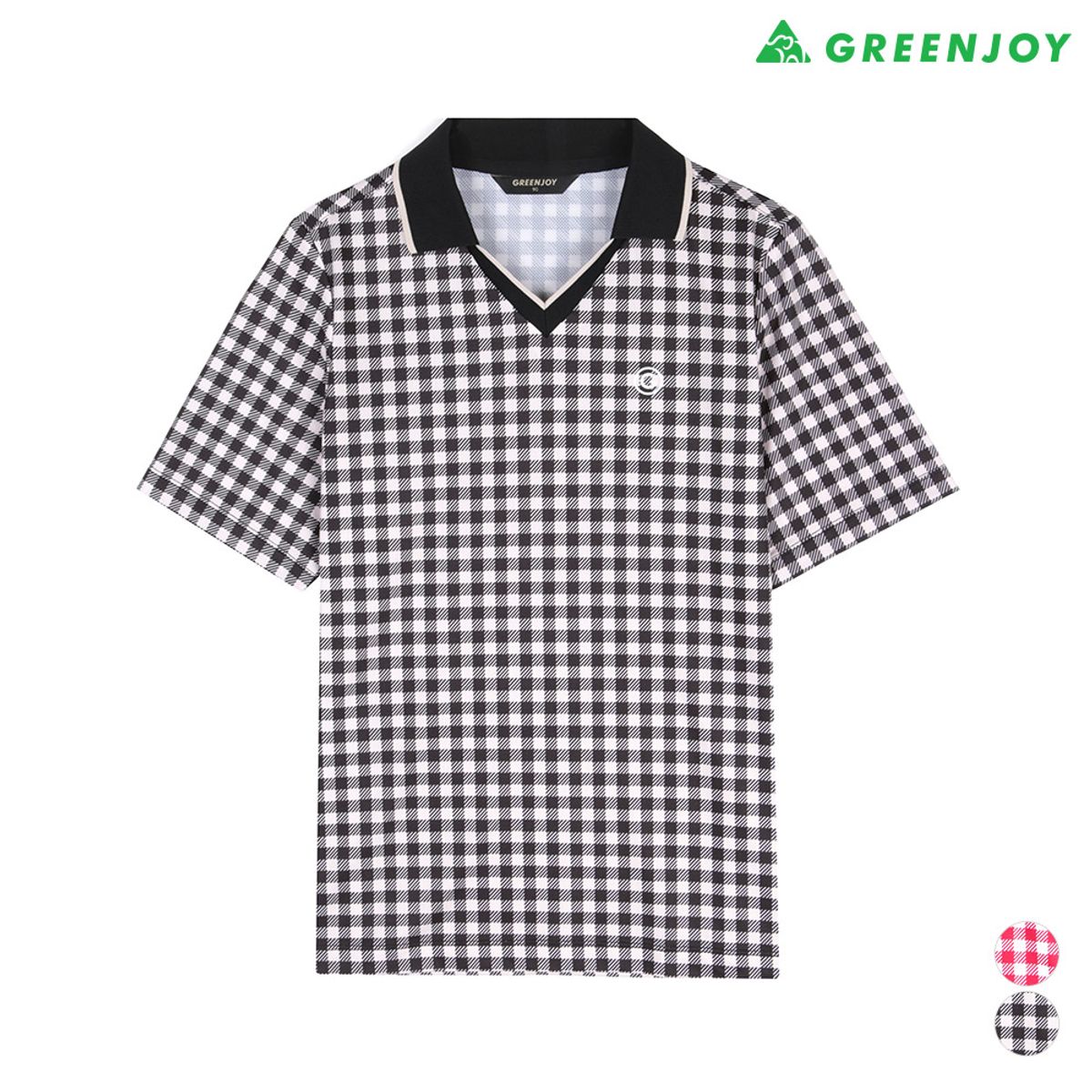 그린조이(GREENJOY) 여성 V넥 프린트 반팔폴로티셔츠
