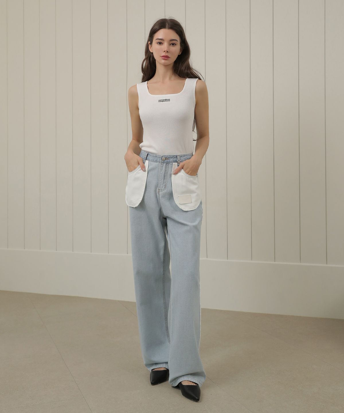 논앤논(NON AND NON) Reverse Out Pocket Denim Pants_NSDP450 (Blue)