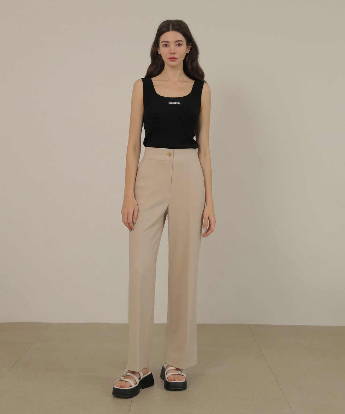 논앤논(NON AND NON) Basic High Waist Span Slacks_NSSL453 (Beige)