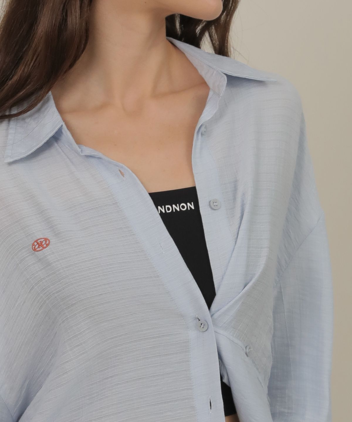 논앤논(NON AND NON) Rap Button Two Way Shirt_NSSH467 (Sky blue)