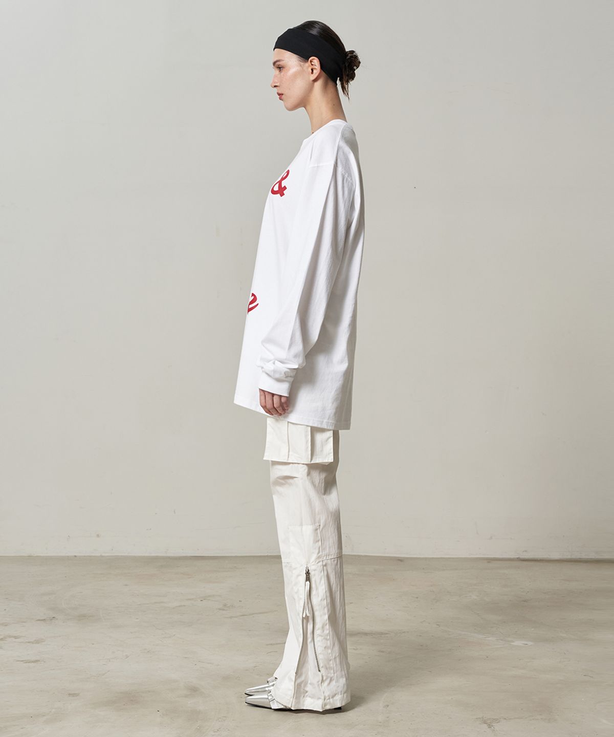 렌세(RENSE) Side Zipper Cargo Bootcut Pants Off White
