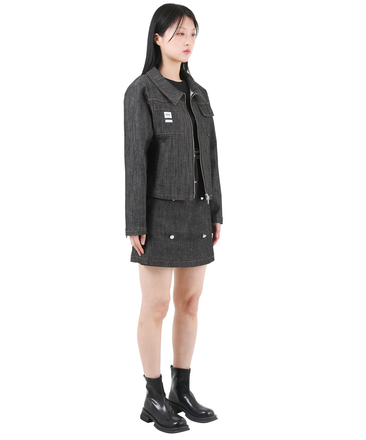카타르시스(KATHARSIS) 데일리 데님 로우라이즈 팬츠 스커트 흑청 ONESIZE