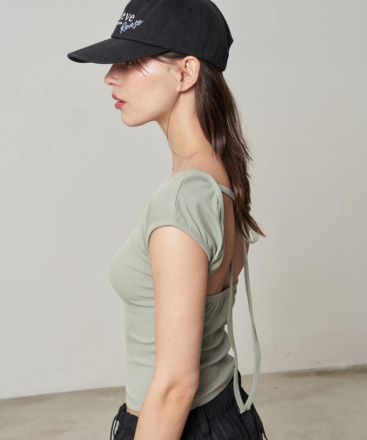 렌세(RENSE) Back Open Top Soft Khaki