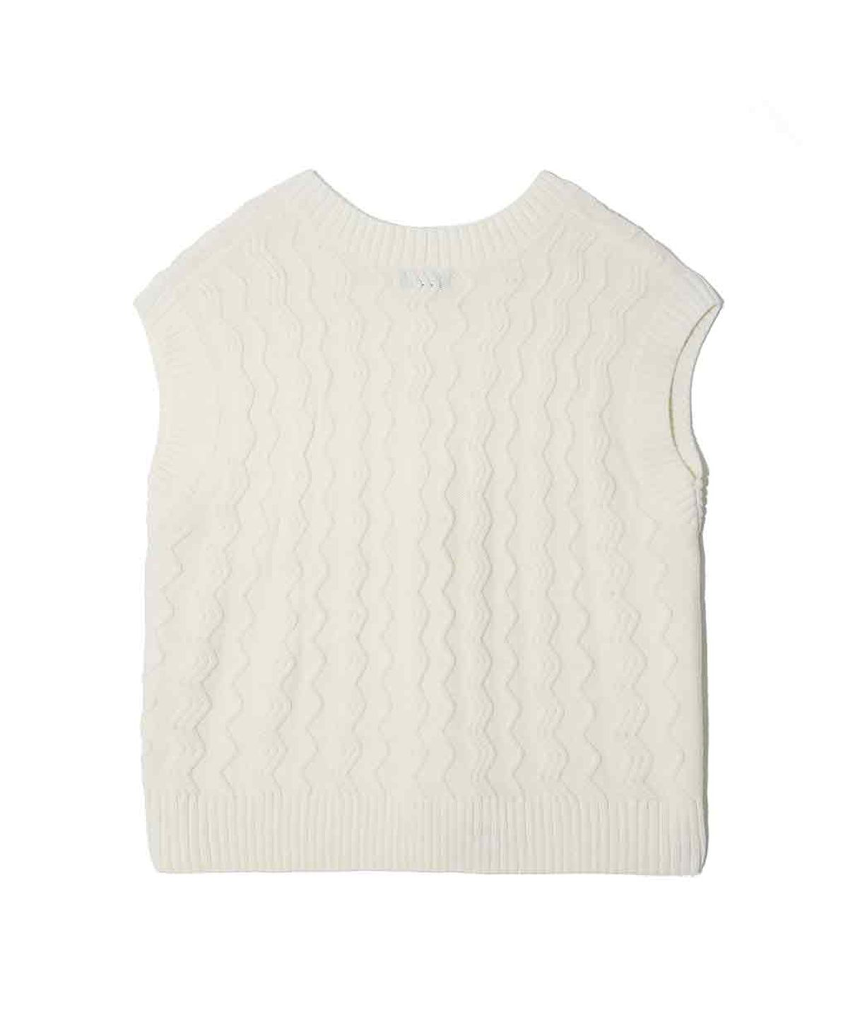렌세(RENSE) Lettering Cable Over Knit Vest Ivory