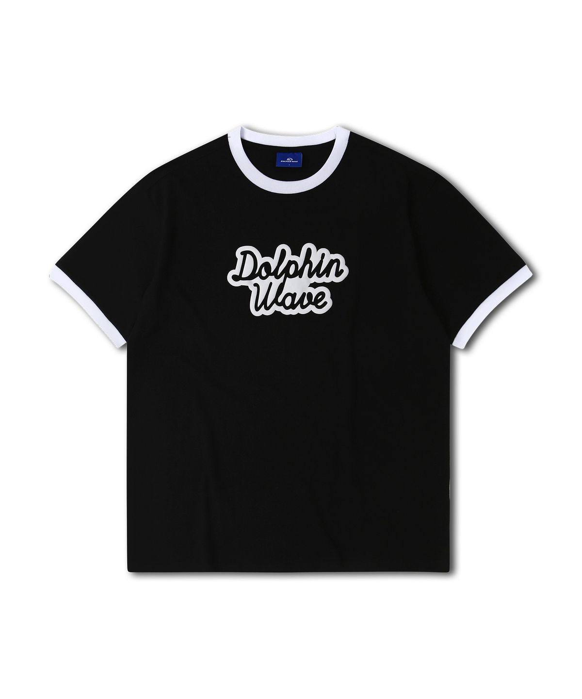 돌핀웨이브어패럴(DOLPHIN WAVE APPAREL) [세트] 돌핀 발포프린트 빅로고 링거 반팔티셔츠 블랙 & 아치로고 원턱 반바지 블랙
