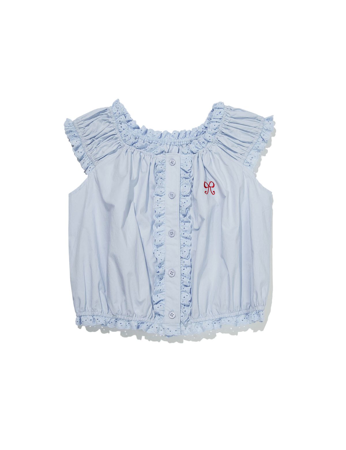 핍펫(PIPPET) Shirring Cap Sleeve Blouse (sky blue)