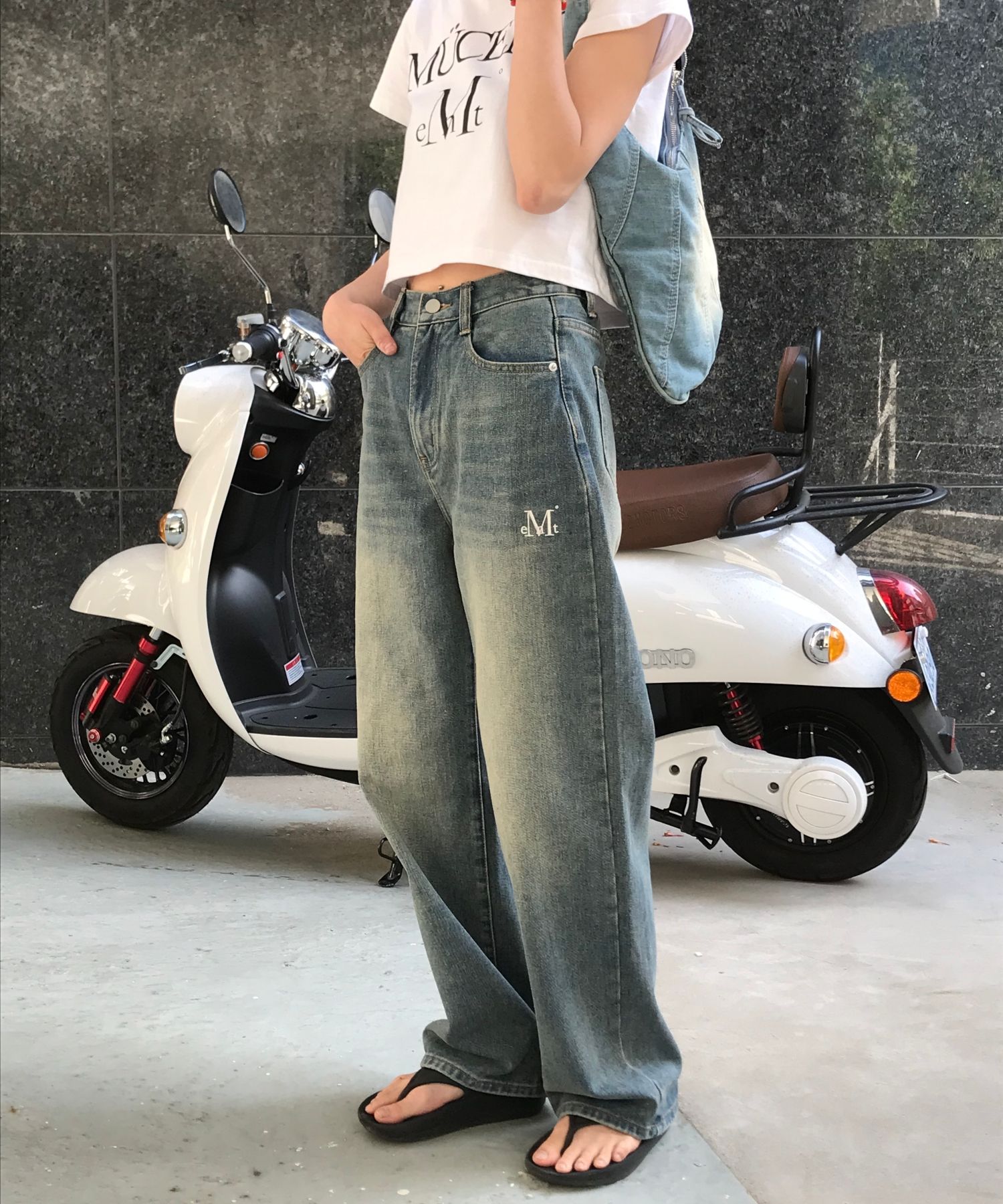 MUSINSA | MUCENT Mallorca wide denim semi-banded washed