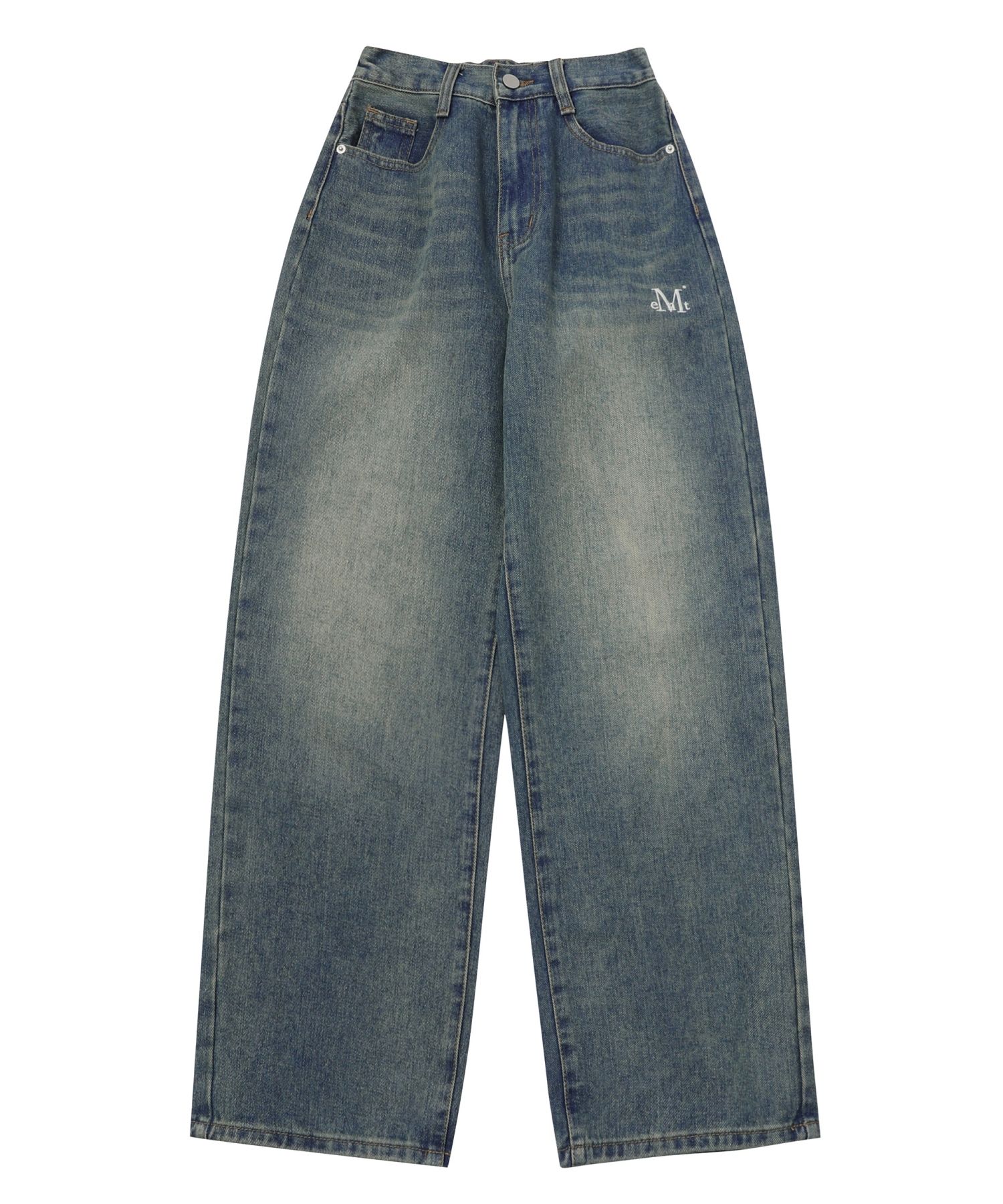 ★MUCENT★ Palma Wide Denim Pants Long Over Washing Wide Uni MALLORCA WIDE DENIM PANTS - MUCENT | 60% - Asian Fashion