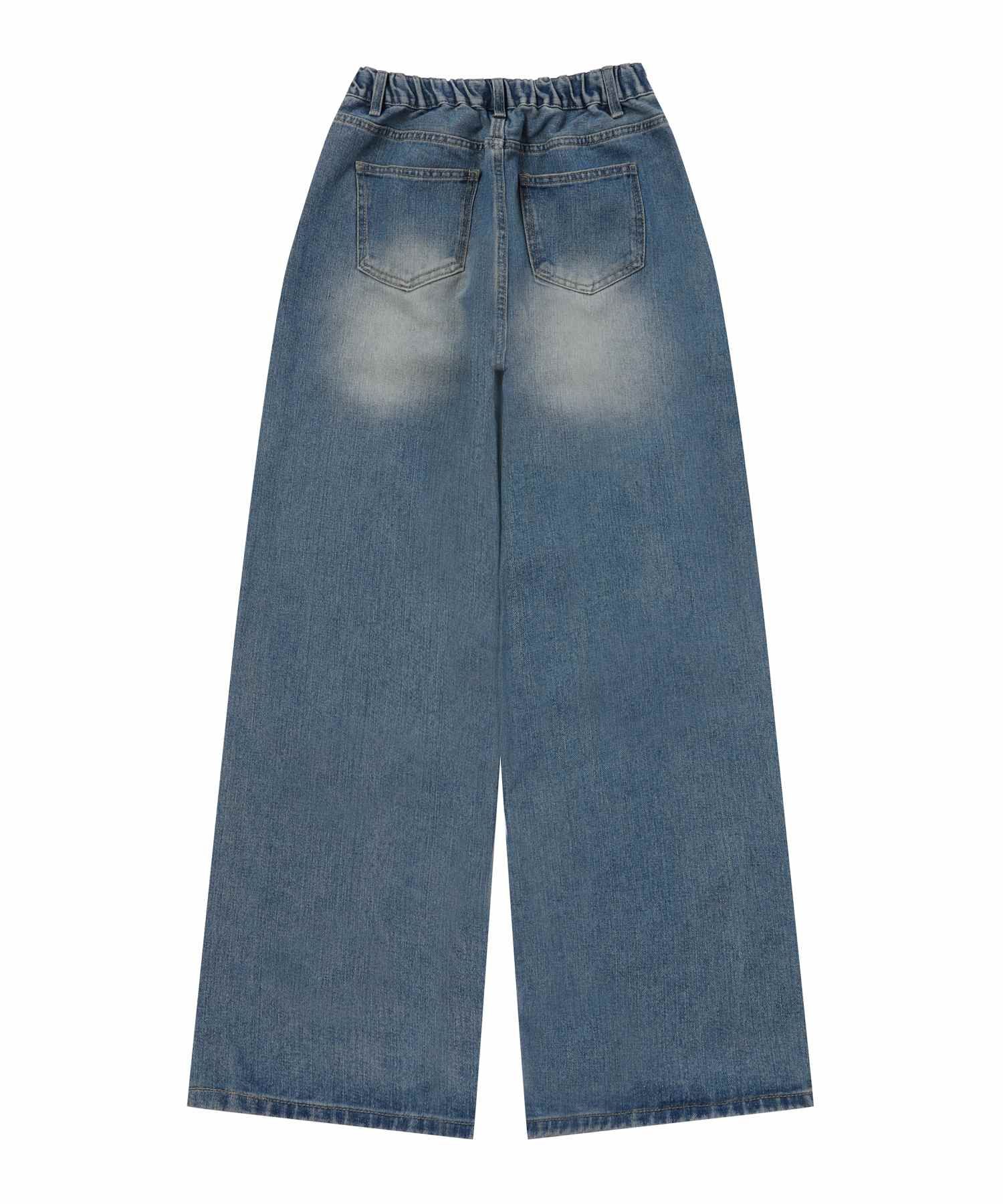★MUCENT★ Palma Wide Denim Pants Long Over Washing Wide Uni MALLORCA WIDE DENIM PANTS - MUCENT | 60% - Asian Fashion