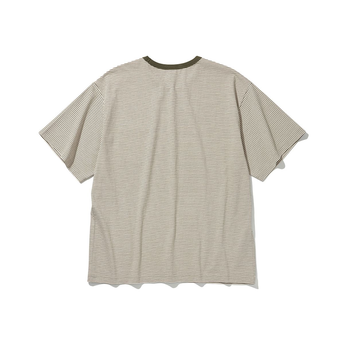 히즈핸더(HISHANDER) ROUND POCKET STRIPE T-SHIRTS [Olive]