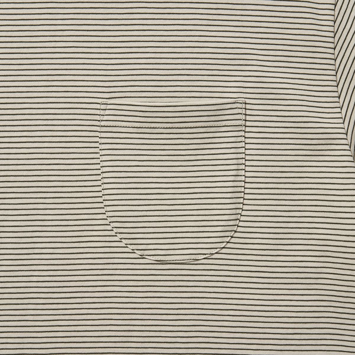 히즈핸더(HISHANDER) ROUND POCKET STRIPE T-SHIRTS [Olive]