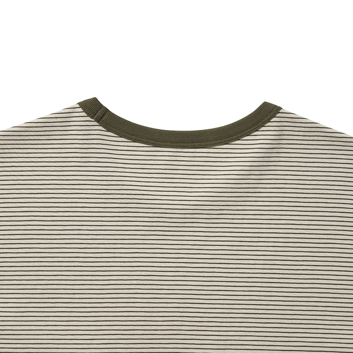 히즈핸더(HISHANDER) ROUND POCKET STRIPE T-SHIRTS [Olive]