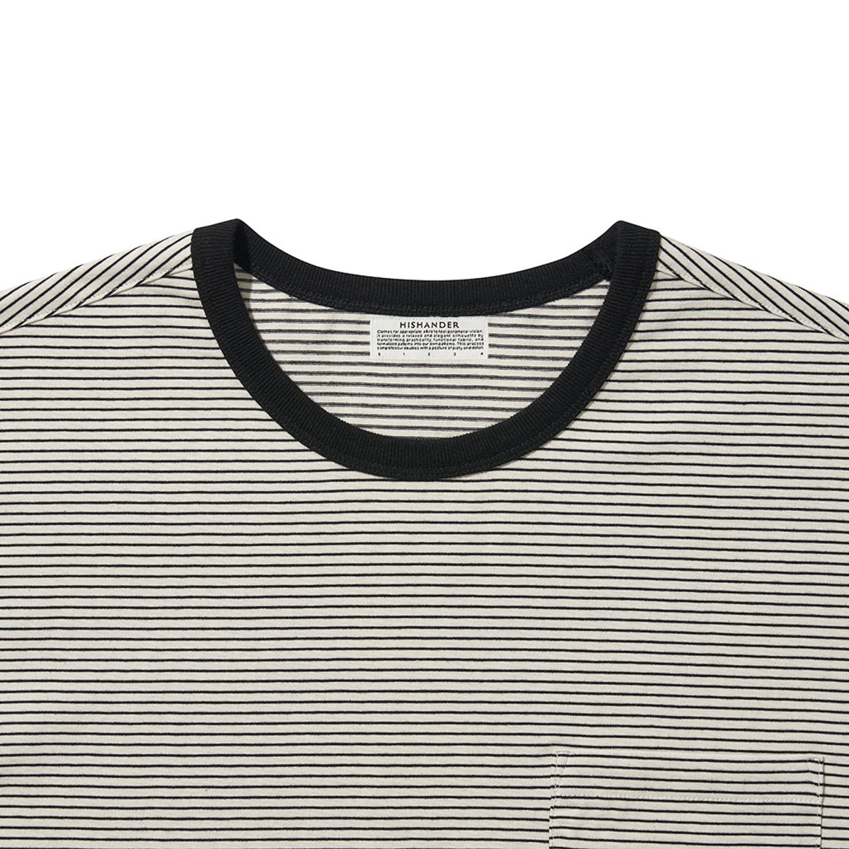 히즈핸더(HISHANDER) ROUND POCKET STRIPE T-SHIRTS [Black]