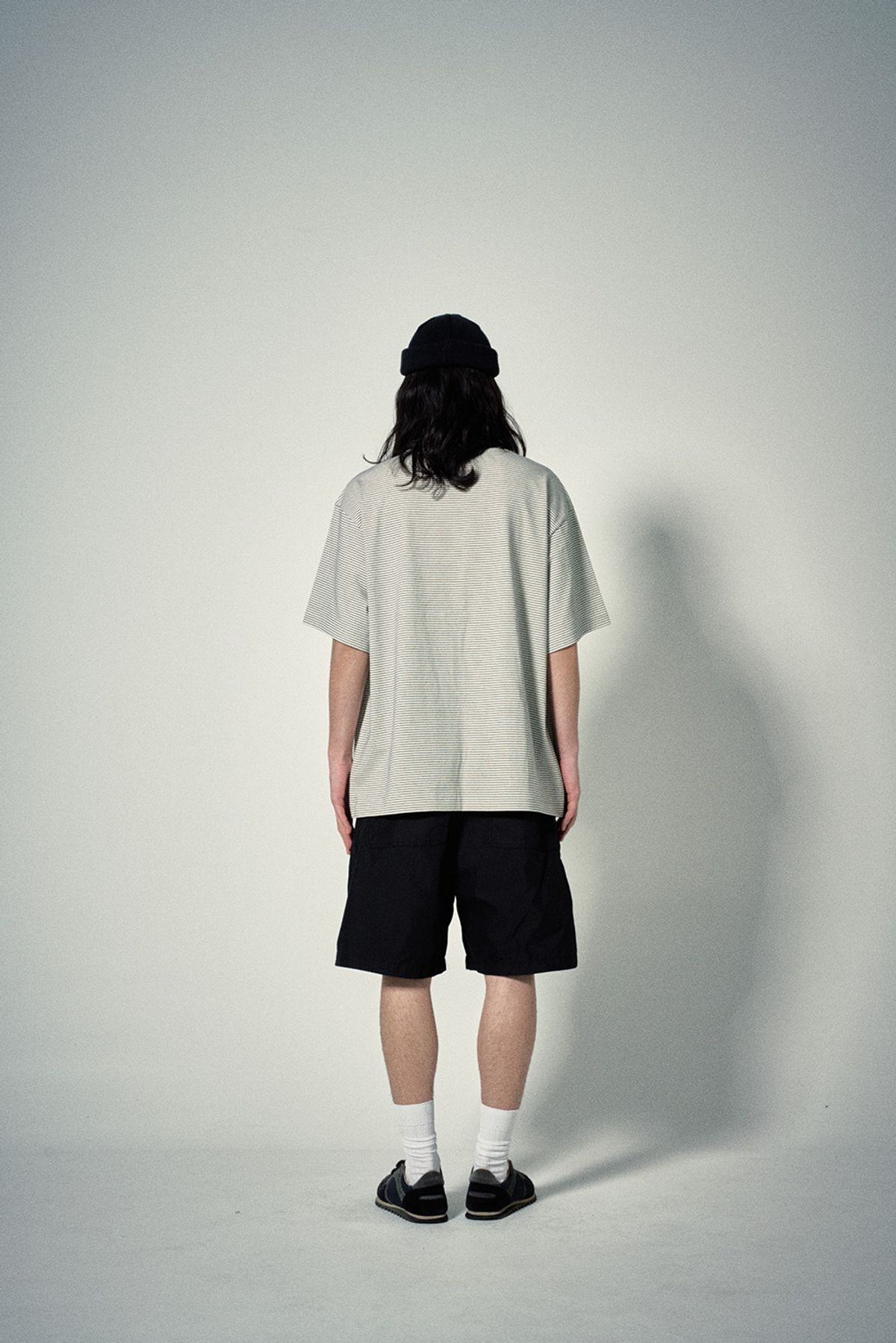 히즈핸더(HISHANDER) ROUND POCKET STRIPE T-SHIRTS [Black]