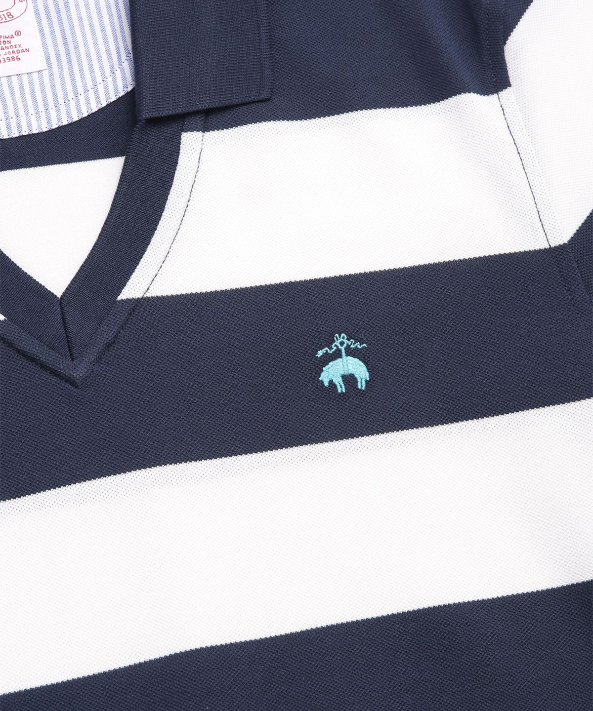 브룩스 브라더스(BROOKS BROTHERS) 조니 칼라 스트라이프 폴로 셔츠 (네이비) (BBNTMM8740QEM)