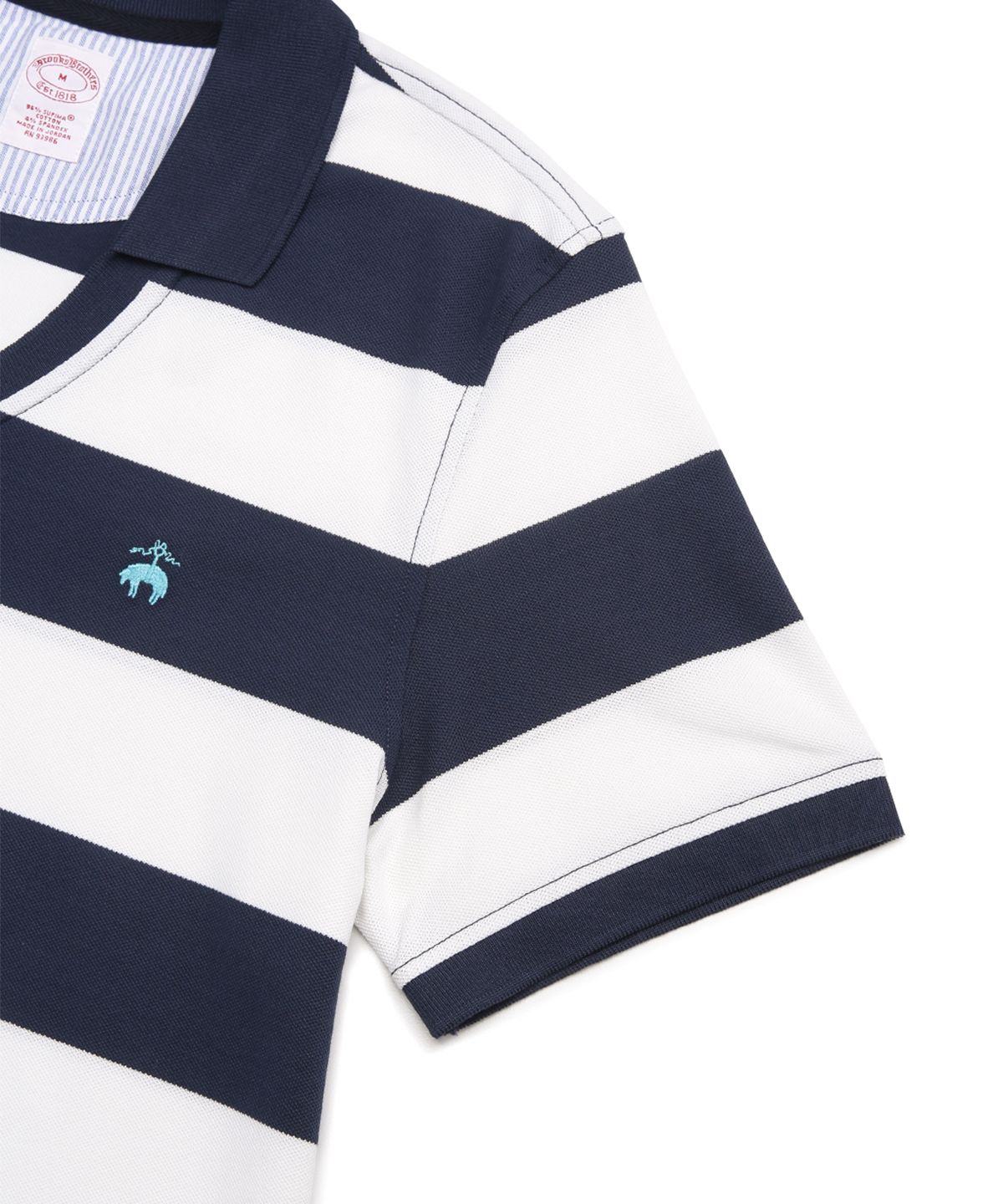 브룩스 브라더스(BROOKS BROTHERS) 조니 칼라 스트라이프 폴로 셔츠 (네이비) (BBNTMM8740QEM)