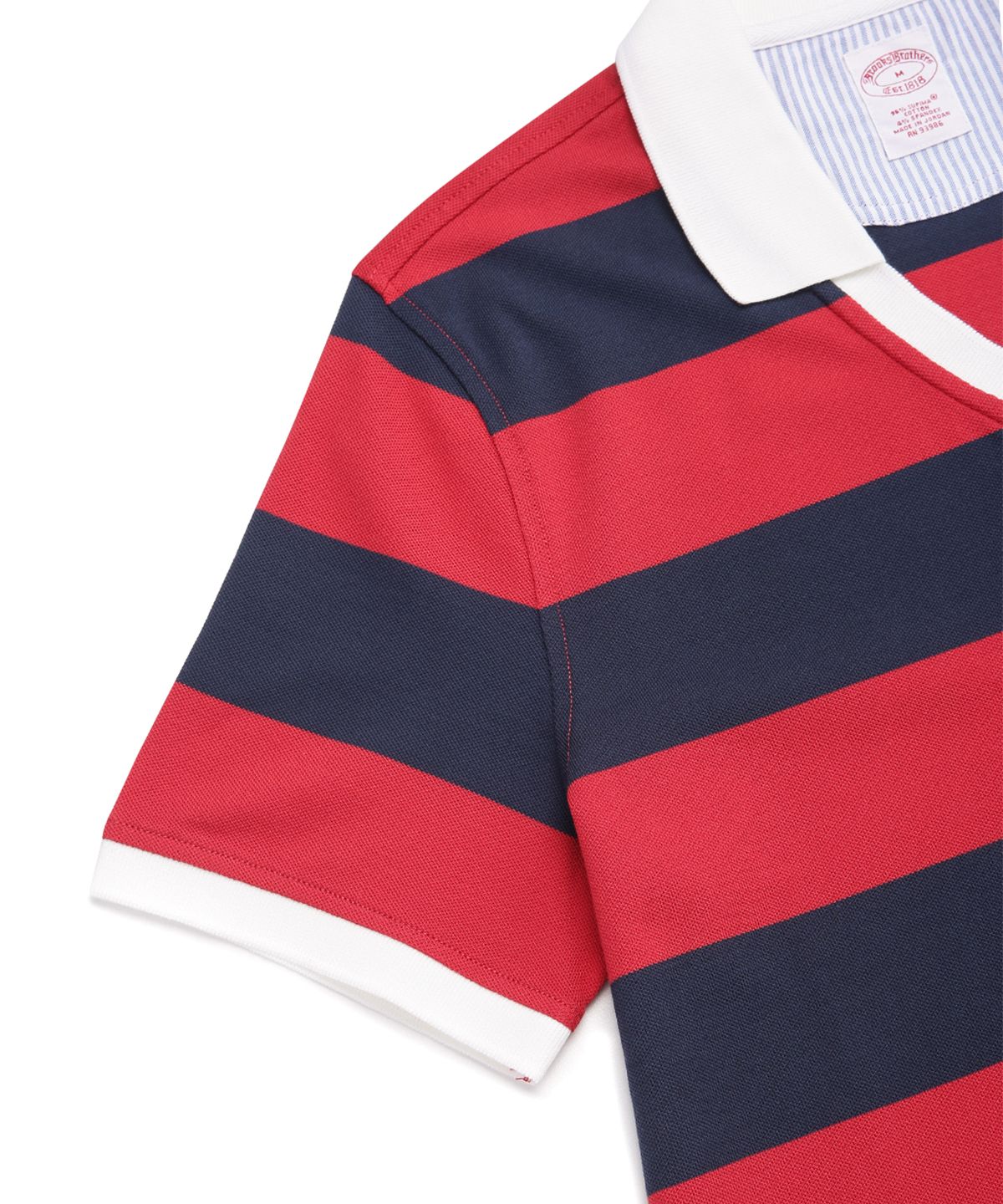 브룩스 브라더스(BROOKS BROTHERS) 조니 칼라 스트라이프 폴로 셔츠 (레드) (BBNTMM8741DEM)