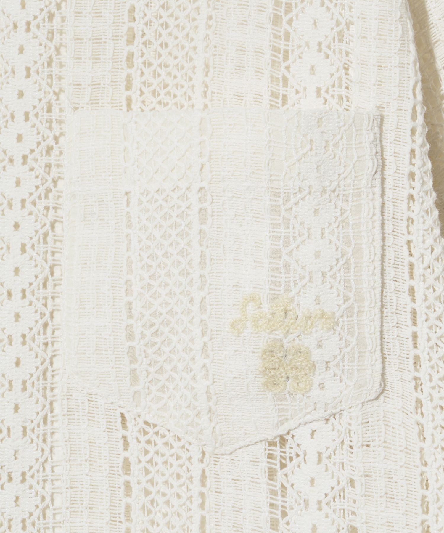 MUSINSA公式 | SATUR Crochet open collar half shirt natural cream