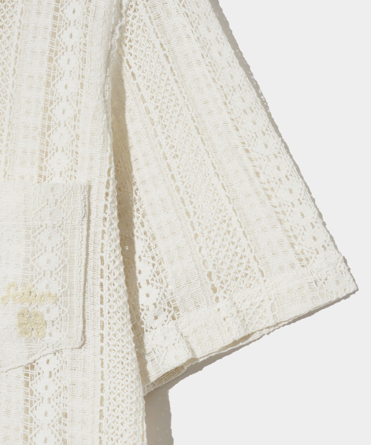 【SATUR】25SS/送料関税込み★Crochet Open Collar Half Shirt★ 25SS]☆SATUR☆Crochet Open Collar Half Shirt☆半袖シャツ