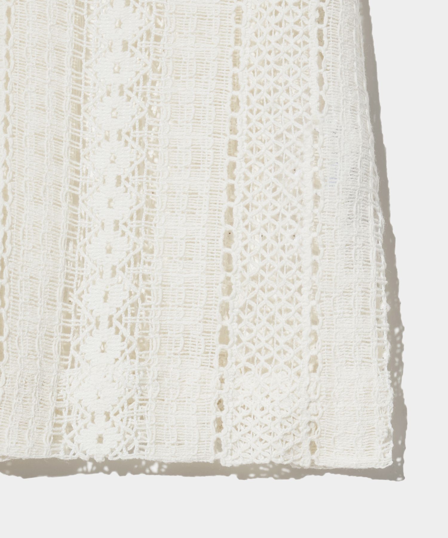 MUSINSA公式 | SATUR Crochet open collar half shirt natural cream