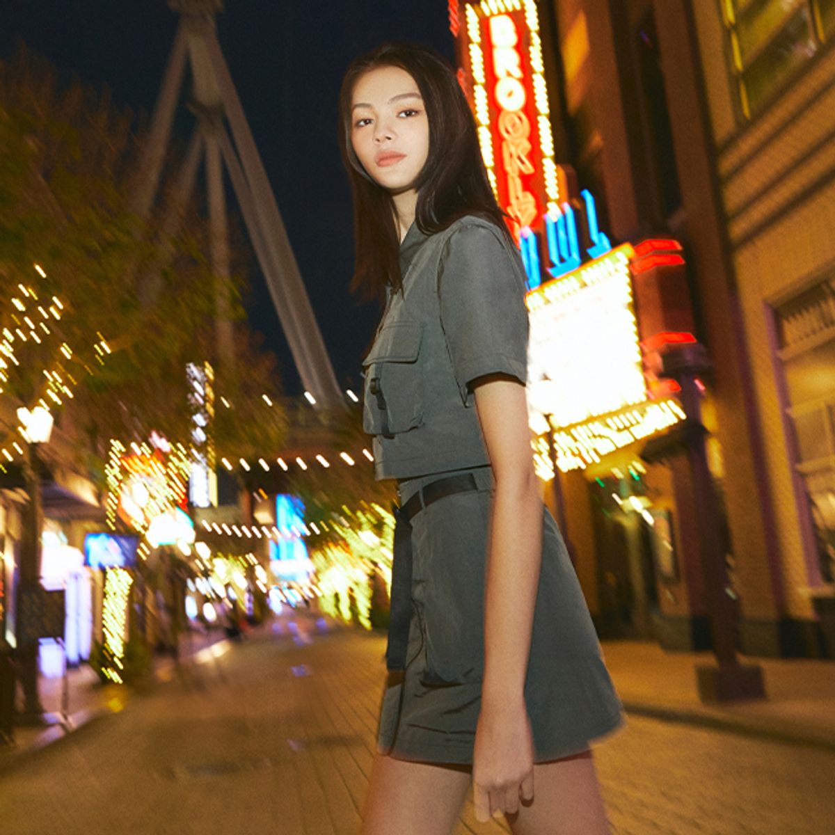 랩(LAP) (SET-하의) 버클 앞지퍼 미니스커트 AQ2WS460