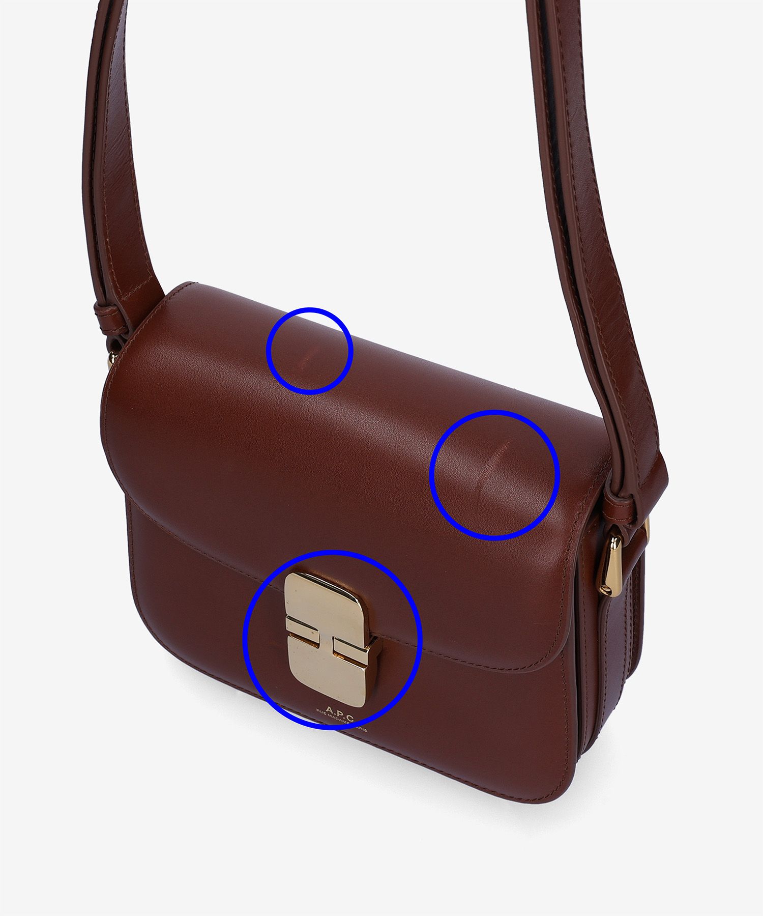 ☆A.P.C.☆ Mini Grace Shoulder Bag Brown PXBMWF61515CAD PXBM A.P.C. - Grace leather mini crossbody bag brown - The Corner