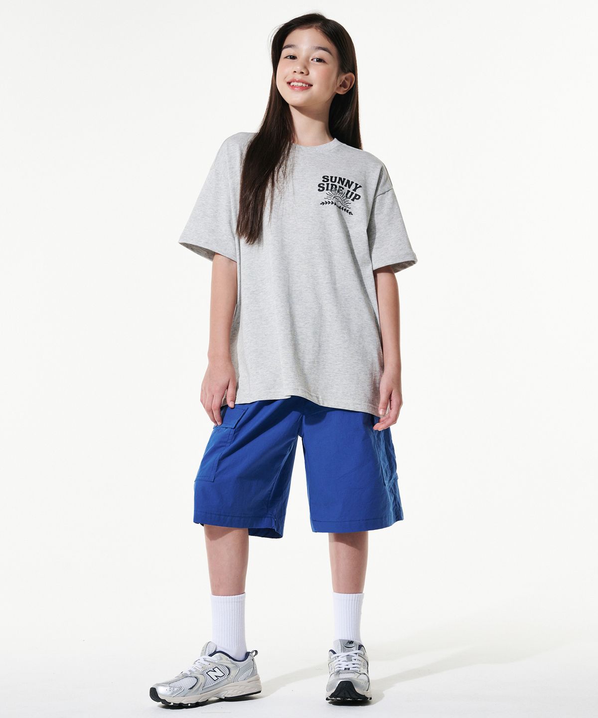 테이크이지 키즈(TAKEASY KIDS) 자이언트핏 카고 하프팬츠(마린블루)