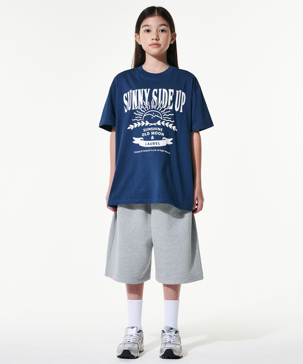 테이크이지 키즈(TAKEASY KIDS) 자이언트핏 스웻 쇼츠(멜란지그레이)