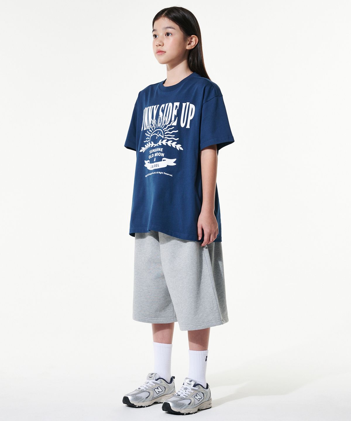 테이크이지 키즈(TAKEASY KIDS) 자이언트핏 스웻 쇼츠(멜란지그레이)