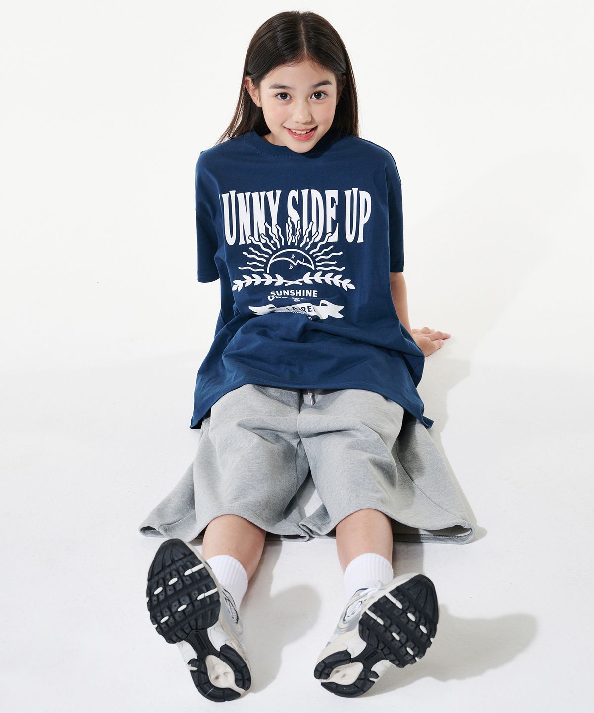 테이크이지 키즈(TAKEASY KIDS) 자이언트핏 스웻 쇼츠(멜란지그레이)