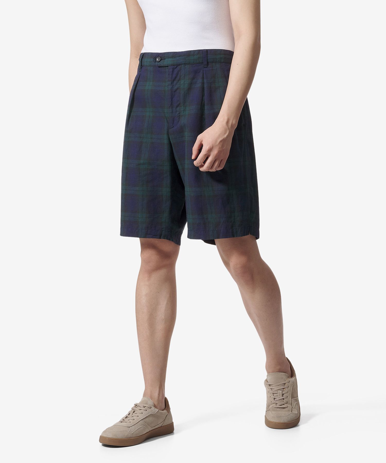 パンツ ENGINEERED GARMENTS Sunset Short Linen Engineered Garments Sunset Short Cotton Linen Black watch