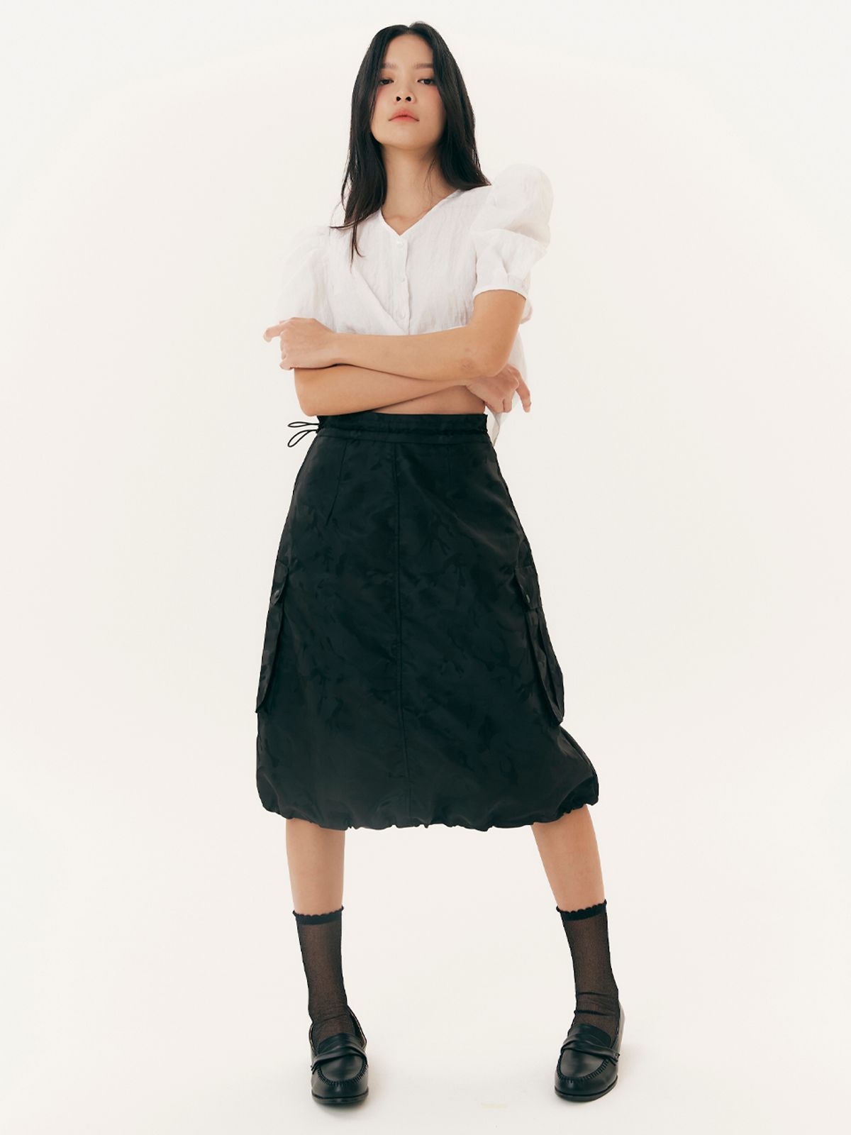 유가당(YUGADANG) Camouflage cargo skirt_black