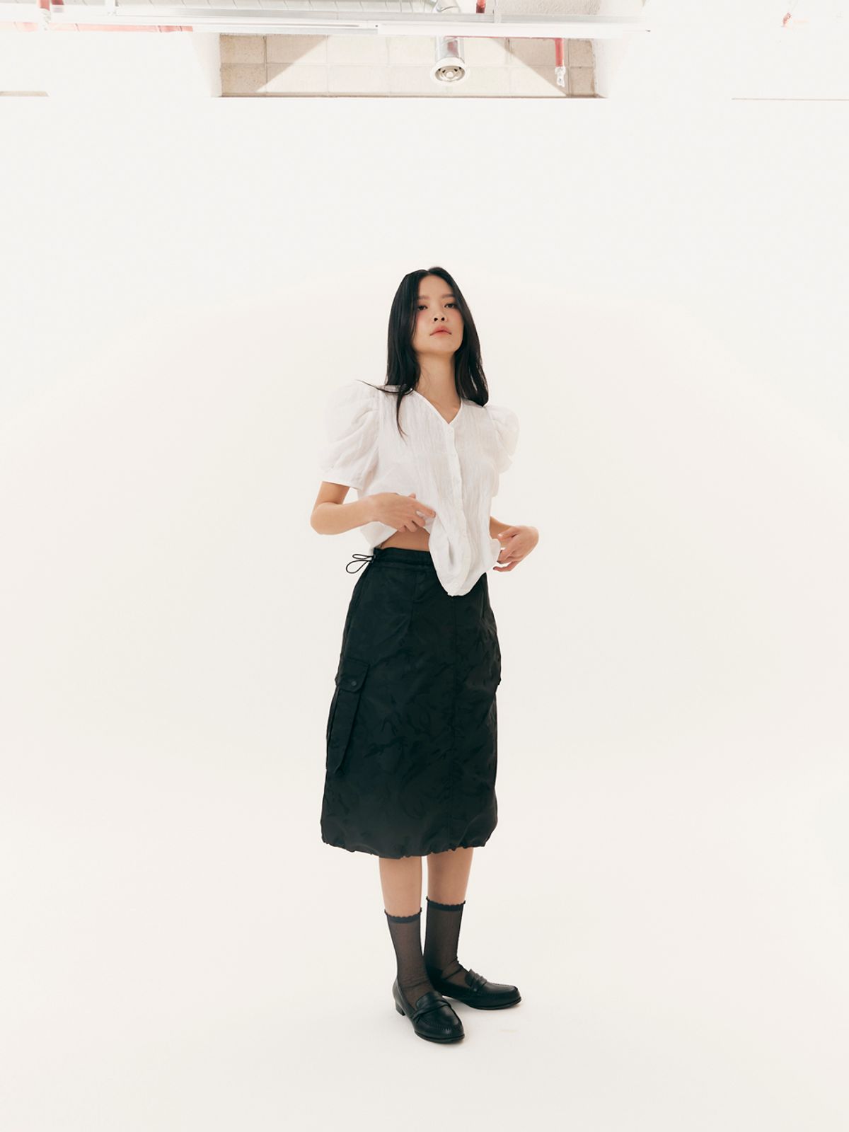 유가당(YUGADANG) Camouflage cargo skirt_black