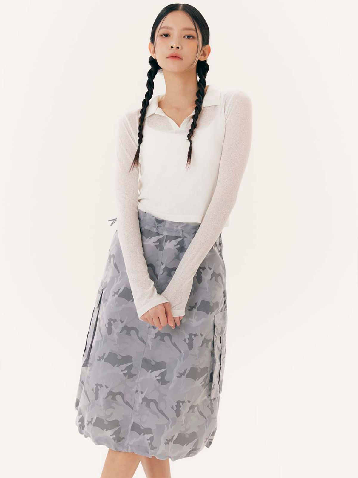 유가당(YUGADANG) Camouflage cargo skirt_gray